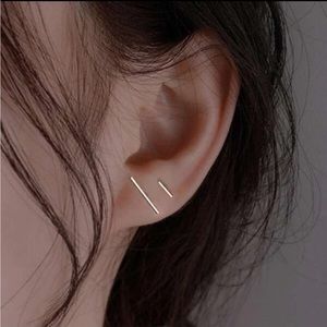 Dainty Silver Bar Earrings